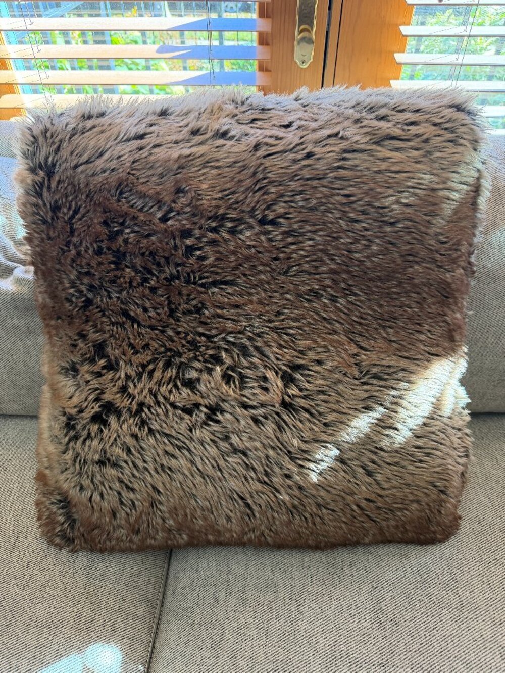 Faux Fur Brown Tan Pillow 21 X 21